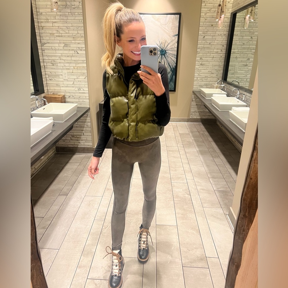 Spanx snakeskin green leggings